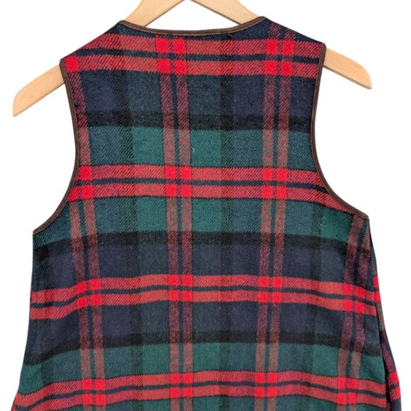 Davi & Dani Plaid Wrap Cardigan Womens Red Green Blue Open Front Sleeveless Sz S - Picture 6 of 14